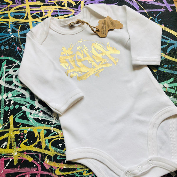 Custom Graffiti Name Long Sleeved Baby Vest