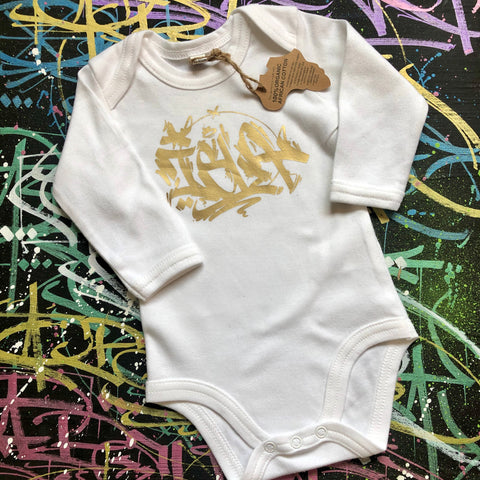 Custom Graffiti Name Long Sleeved Baby Vest