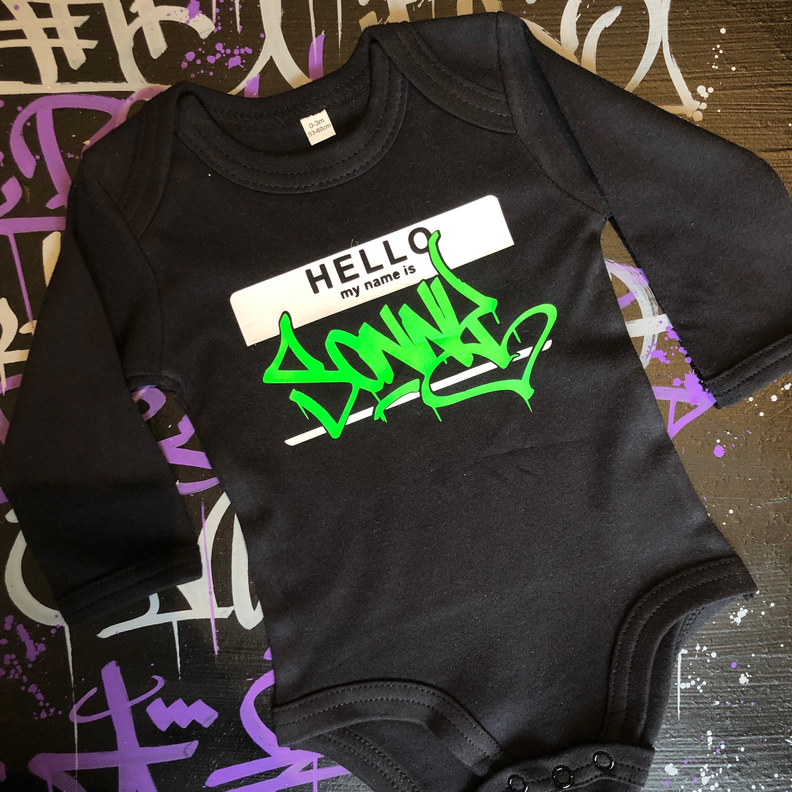 Hello My Name Is Custom Long Sleeved Baby Grow