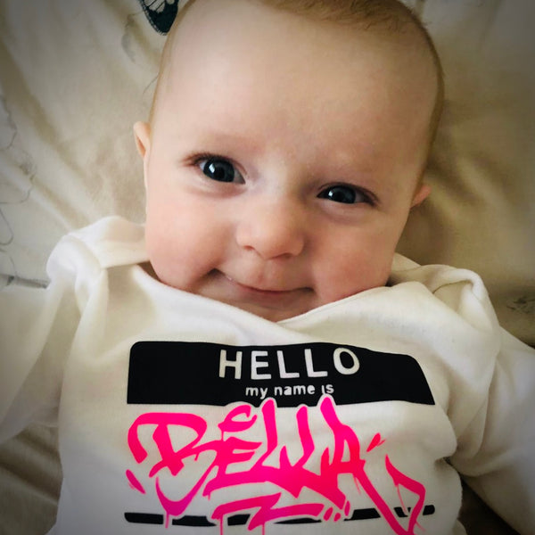 Hello My Name Is Custom Long Sleeved Baby Grow